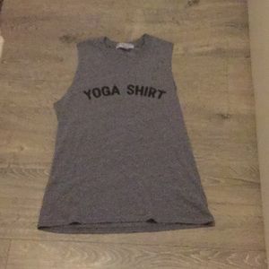 Grey and black yoga t shirt tank top